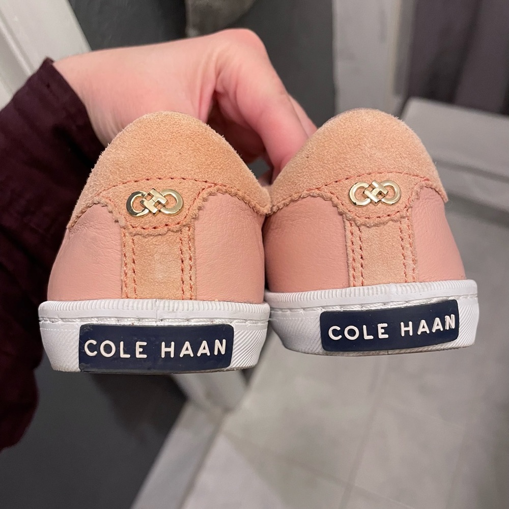 Cole Haan peachy pink leather & suede low top sneakers